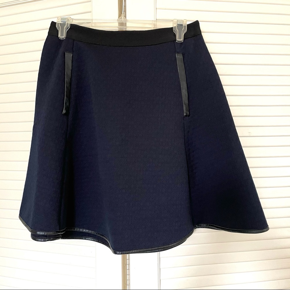 Madewell Black Essential Mini Skirt Size 4 Vegan Leather Trim Front Pocket